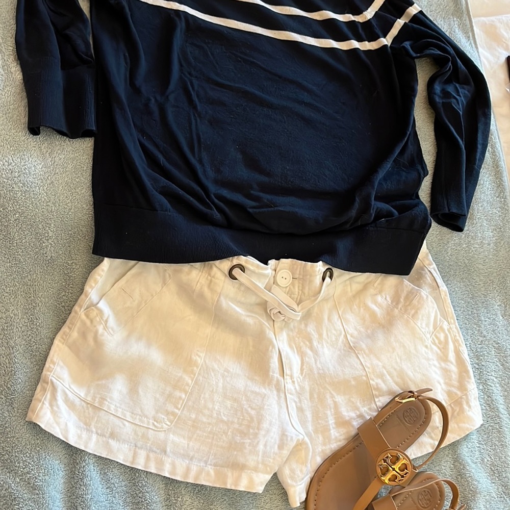 Sanctuary White linen drawstring shorts size 30 (medium)